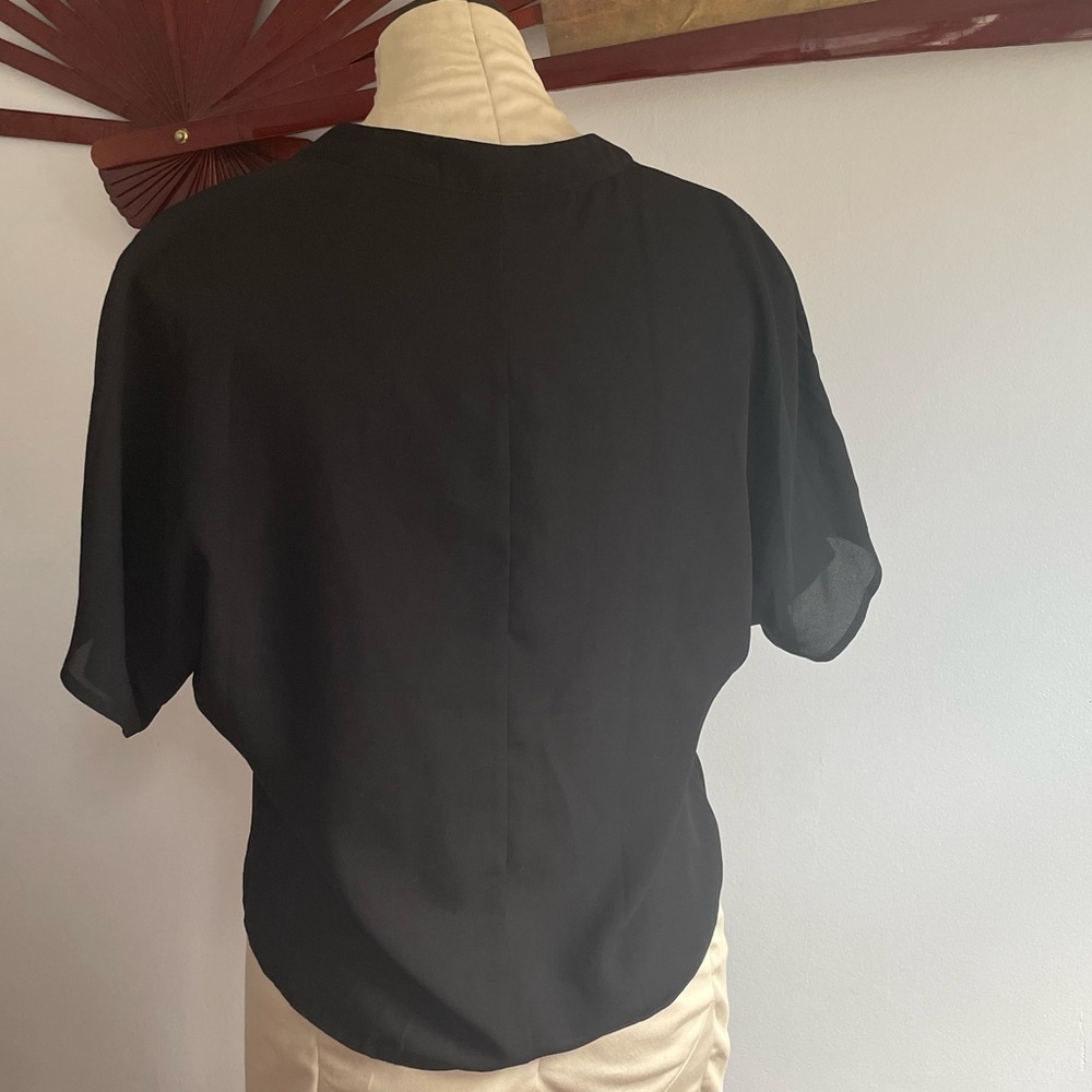 Cute Black Button Up Front Tie Shirt S/M - Picture 4 of 5
